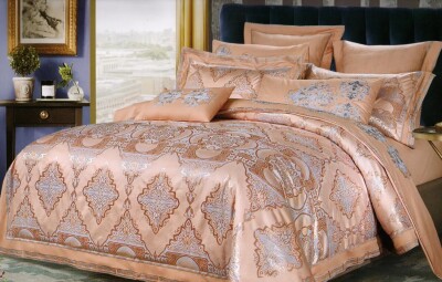 Комплект постільної білизни Тет-А-Тет євро Жаккард J-037 (Персик)