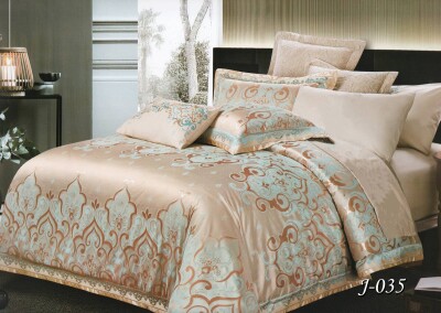 Комплект постільної білизни Тет-А-Тет євро Жаккард J-035 (Темно Бежевий)