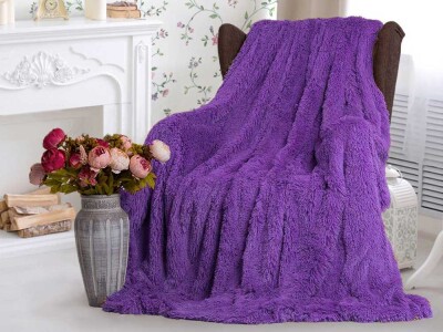 Покривало зі Штучного хутра Ведмедик-Травка "Фіолетовий" Євро