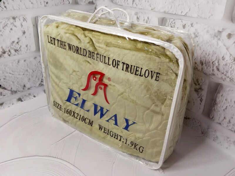 Плед Акриловий тиснений Elway (160x210 см.) "Оливка"