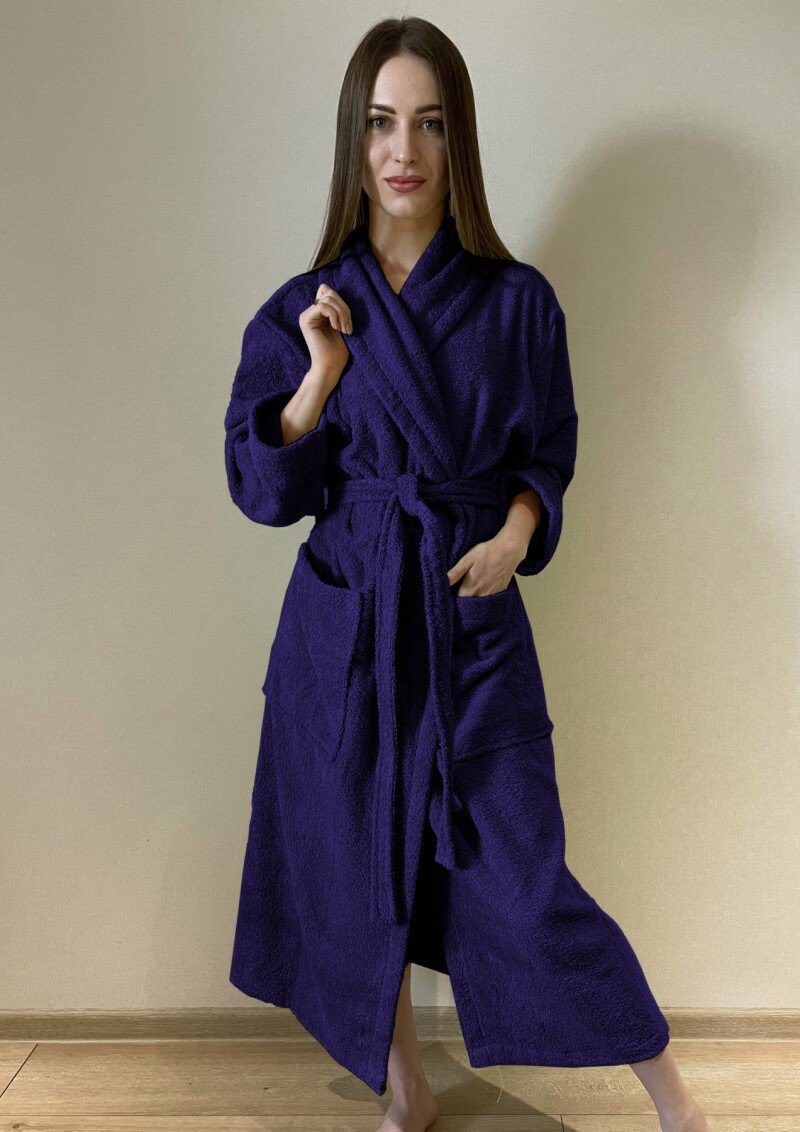 Халат махровий, (розміри M/L/XL). довжина 120 см. "Темно-синій"