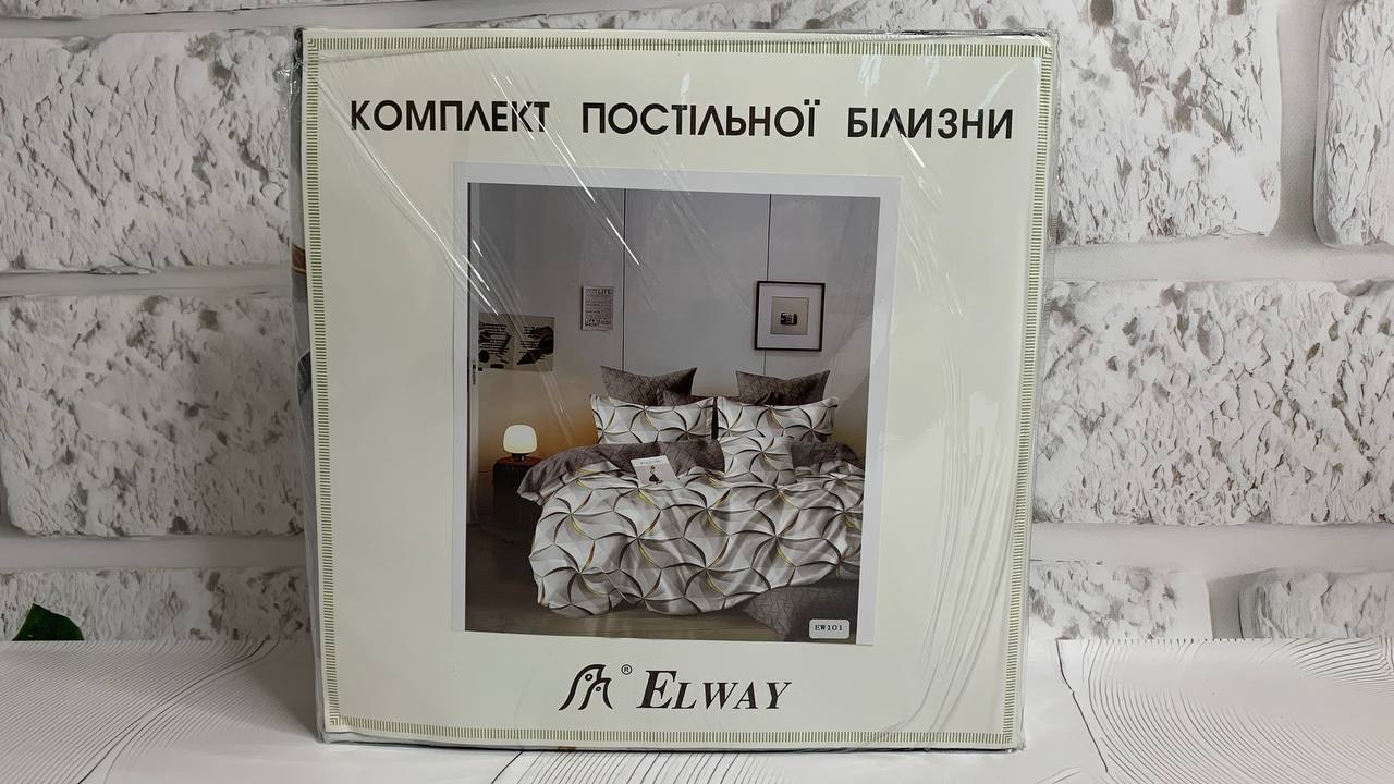Комплект постільної білизни двоспальний полісатин Elway "ЕW-101"