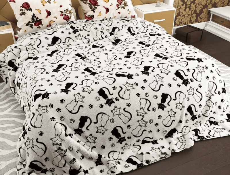 Флісовий плед 220х240 ✨Котики на білому✨