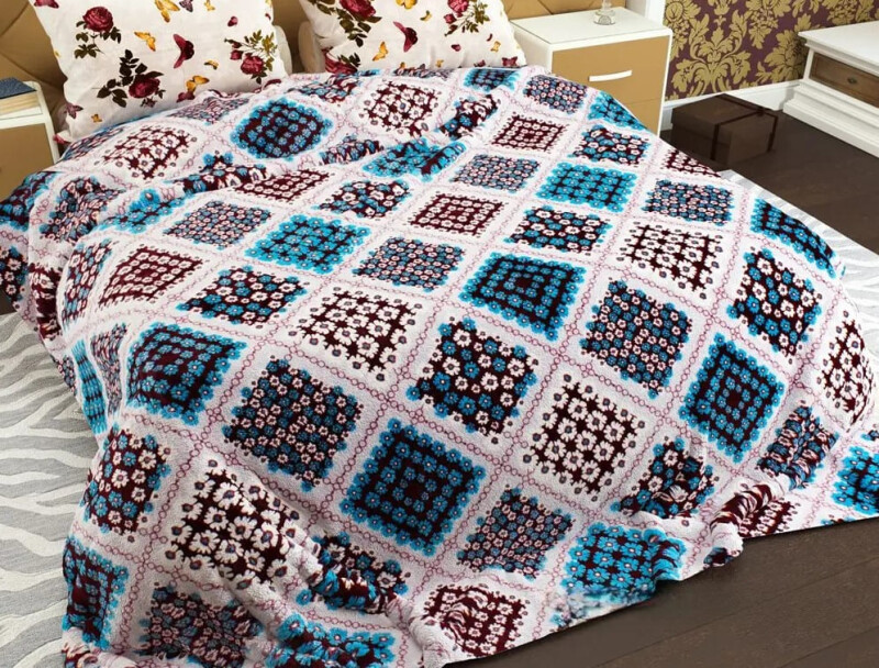 Плед флісовий 200х220 ❤️Квіточки ромбіком❤️