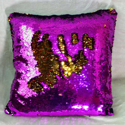 Наволочка з паєтками анти-стрес (Фіолет-золото)