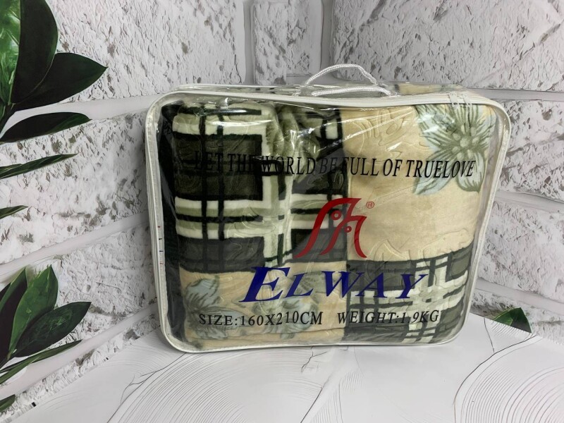 Плед акриловий тиснений Elway "Клітка зелена" (160-210)