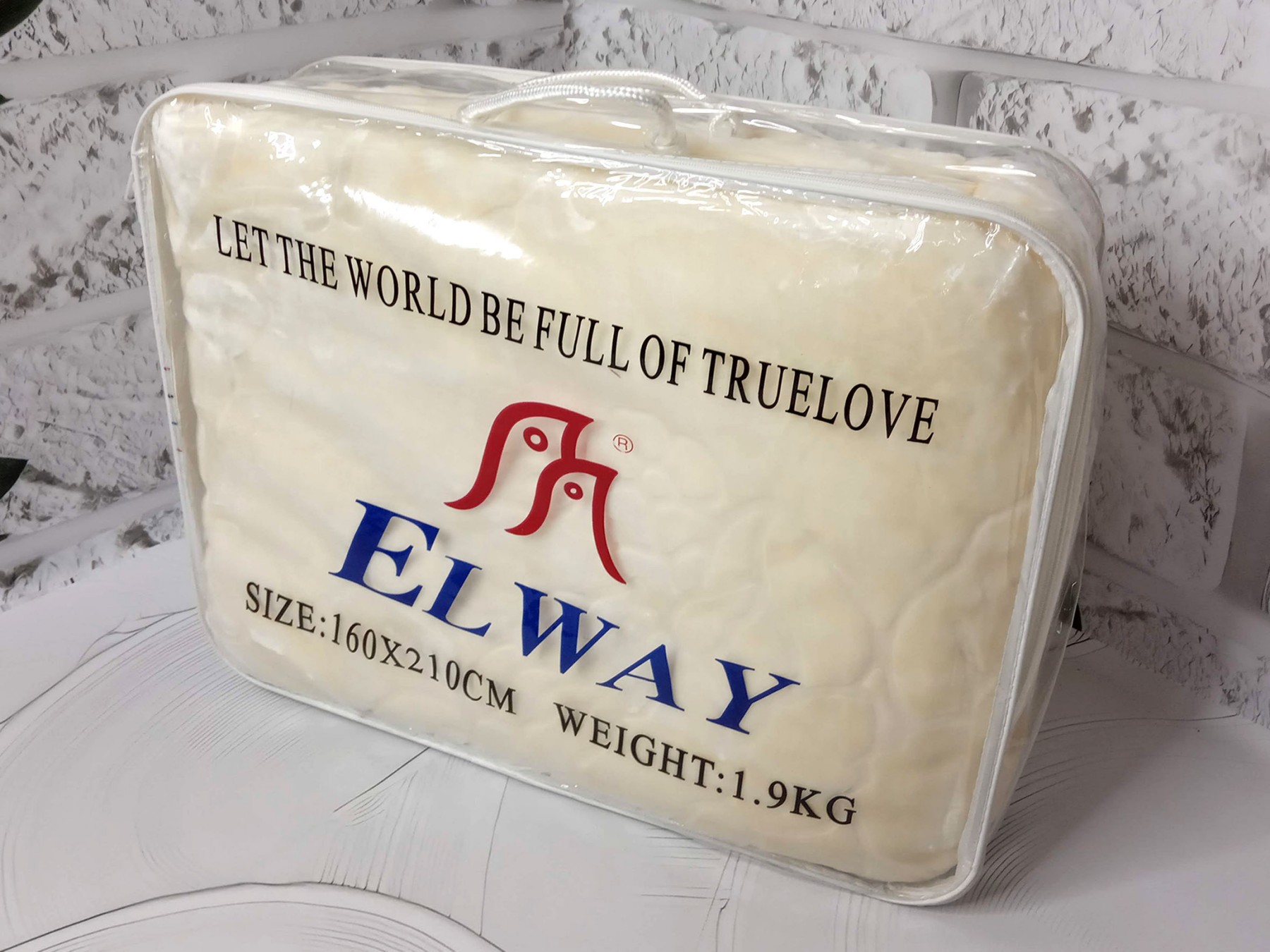 Плед Акриловый тисненый Elway (160x210 см.) "Молочный"