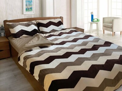 Полуторный комплект утепленного постельного белья Зима-Лето (бязь+микрофибра) "Зигзаг"