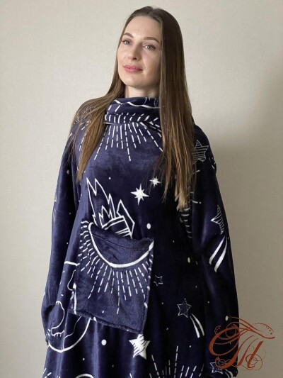 Плед із флісу з рукавами "Ракета"