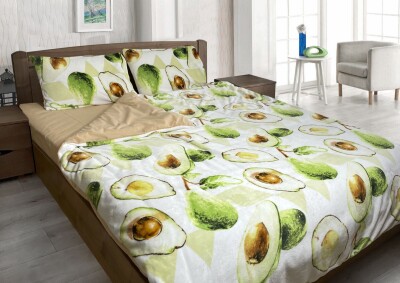 Полуторный комплект утепленного постельного белья Зима-Лето (бязь+микрофибра) "Авакадо"