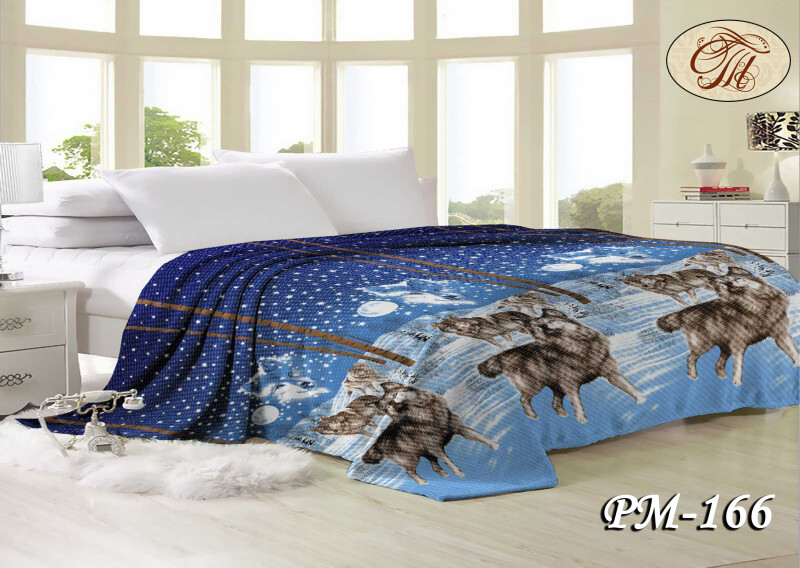 Флісовий плед 220х240 ✨Вовки на снігу✨