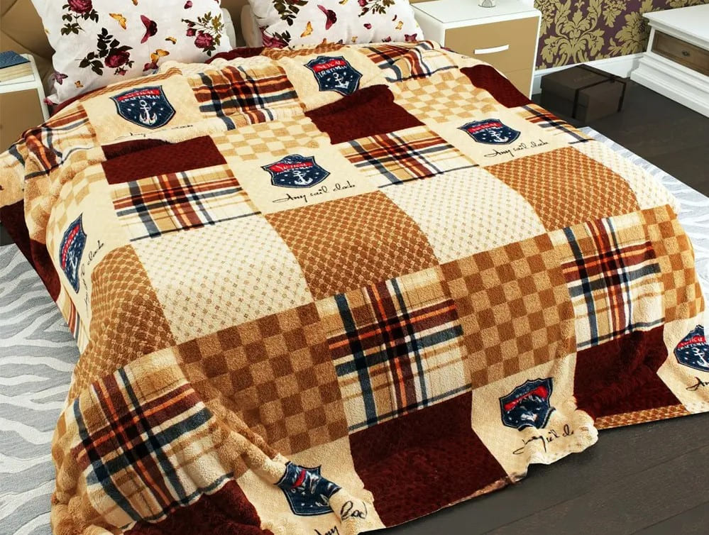 Флисовый плед 160х210 ⭐Клетка Якоря⭐