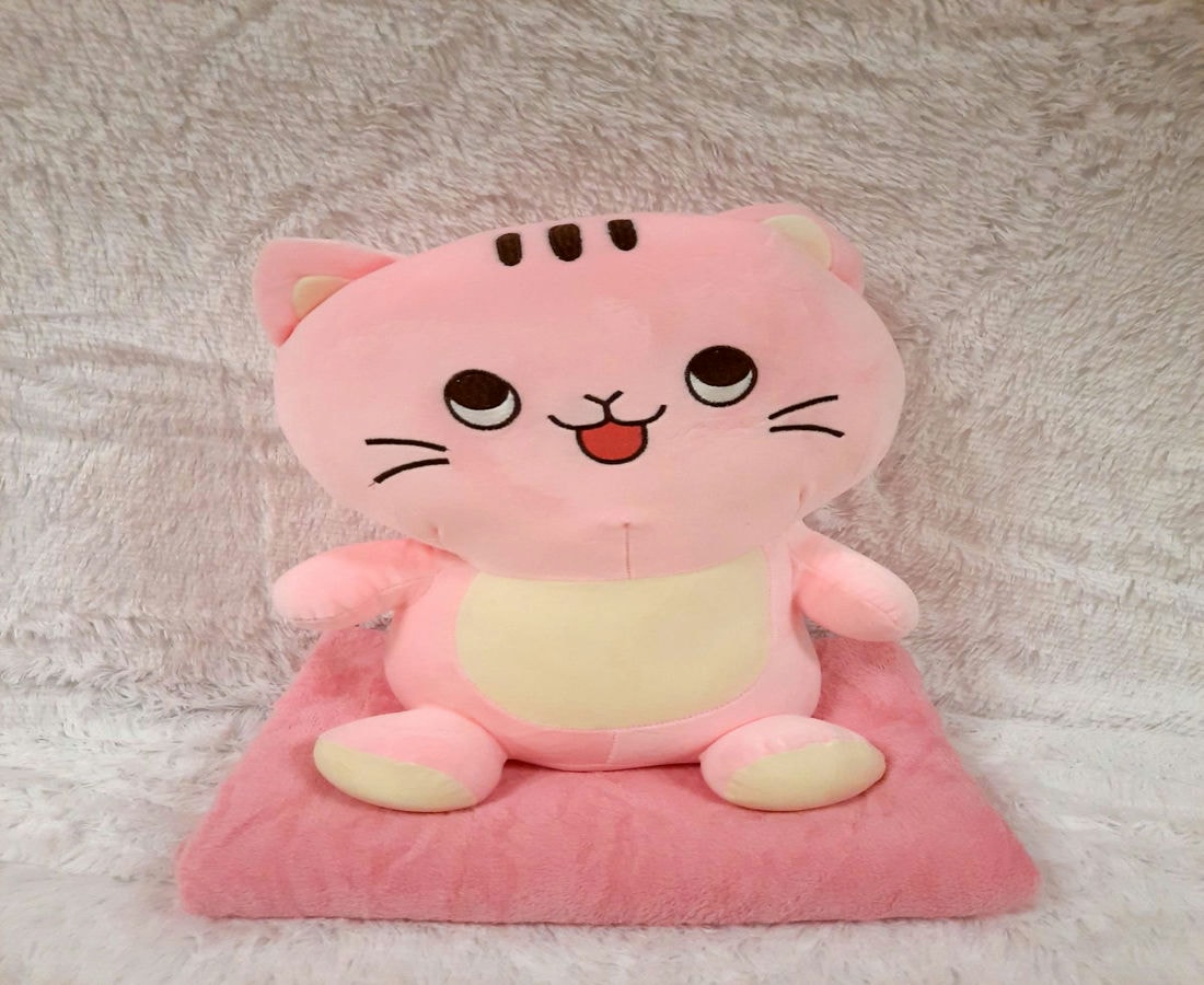 Плед - мягкая игрушка Котик розовый