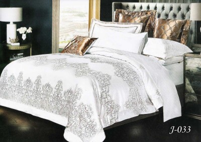 Комплект постельного белья Тет-А-Тет евро Жаккард J-033 (Белый)