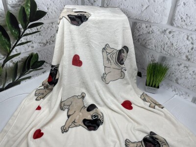 Дитячий пледик із флісу 110х140 Мопсики