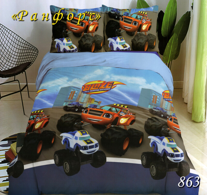 Дитяча полуторна постільна білизна Тет-А-Тет Ранфорс "Спалах та чудо машинки" №863