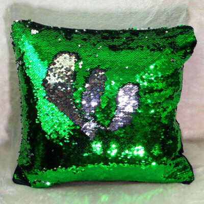 Наволочка з паєтками анти-стрес (Зелений-срібло)