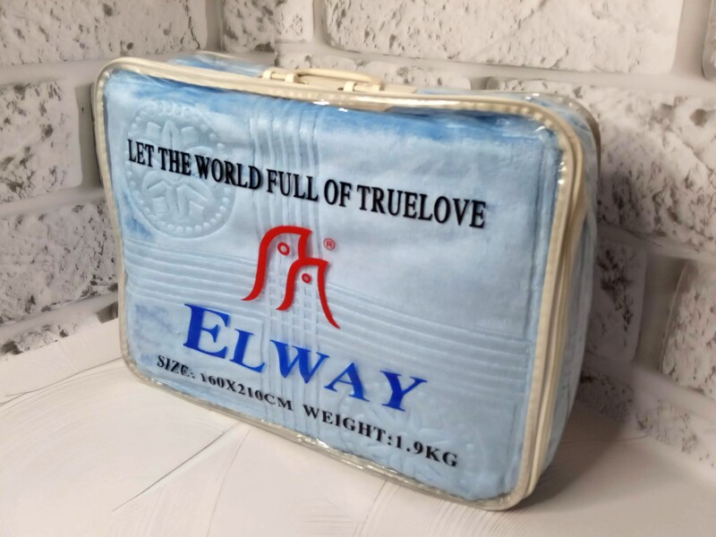 Плед Акриловый тисненый Elway (160x210 см.) "Голубой"