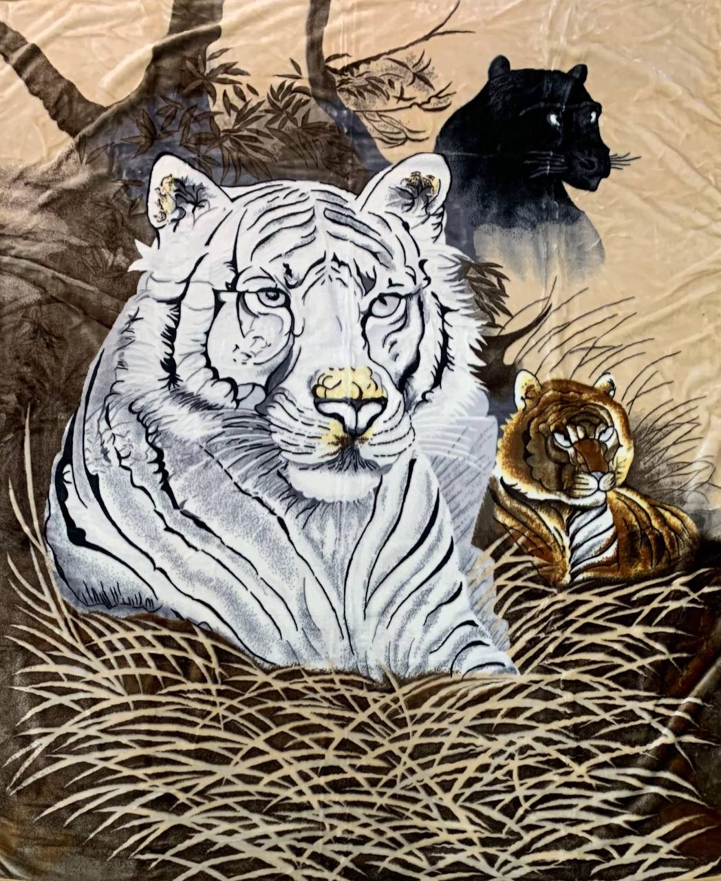 Плед Акриловый цветной Elway (200x240 см.) "Белый тигр" 