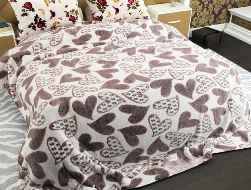 Плед флісовий 200х220 ❤️Сердечки пухнасті❤️