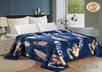 Плед флісовий 200х220 ❤️Синє пір'я❤️