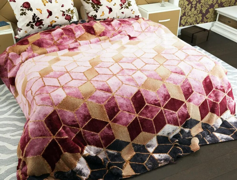 Флісовий плед 160х210 ⭐Мармур рожевий⭐