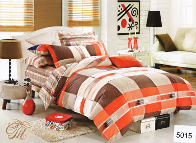Комплект постельного белья сатин евро  ELWAY 5015 Клетки и Полоски 