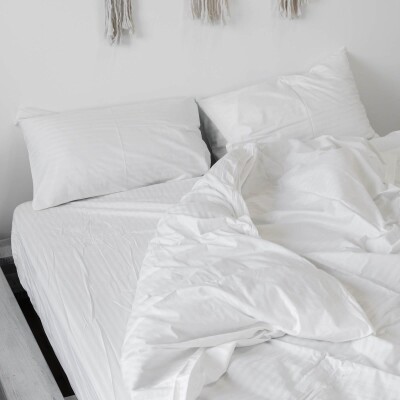 Комплект постільної білизни Тет-А-Тет євро Страйп сатин ST-01 (Білий)