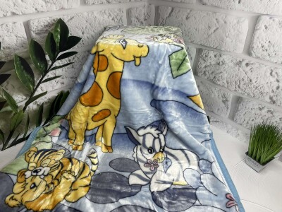 Плед дитячий ELWAY 110х140 (Жирафік на блакитному)