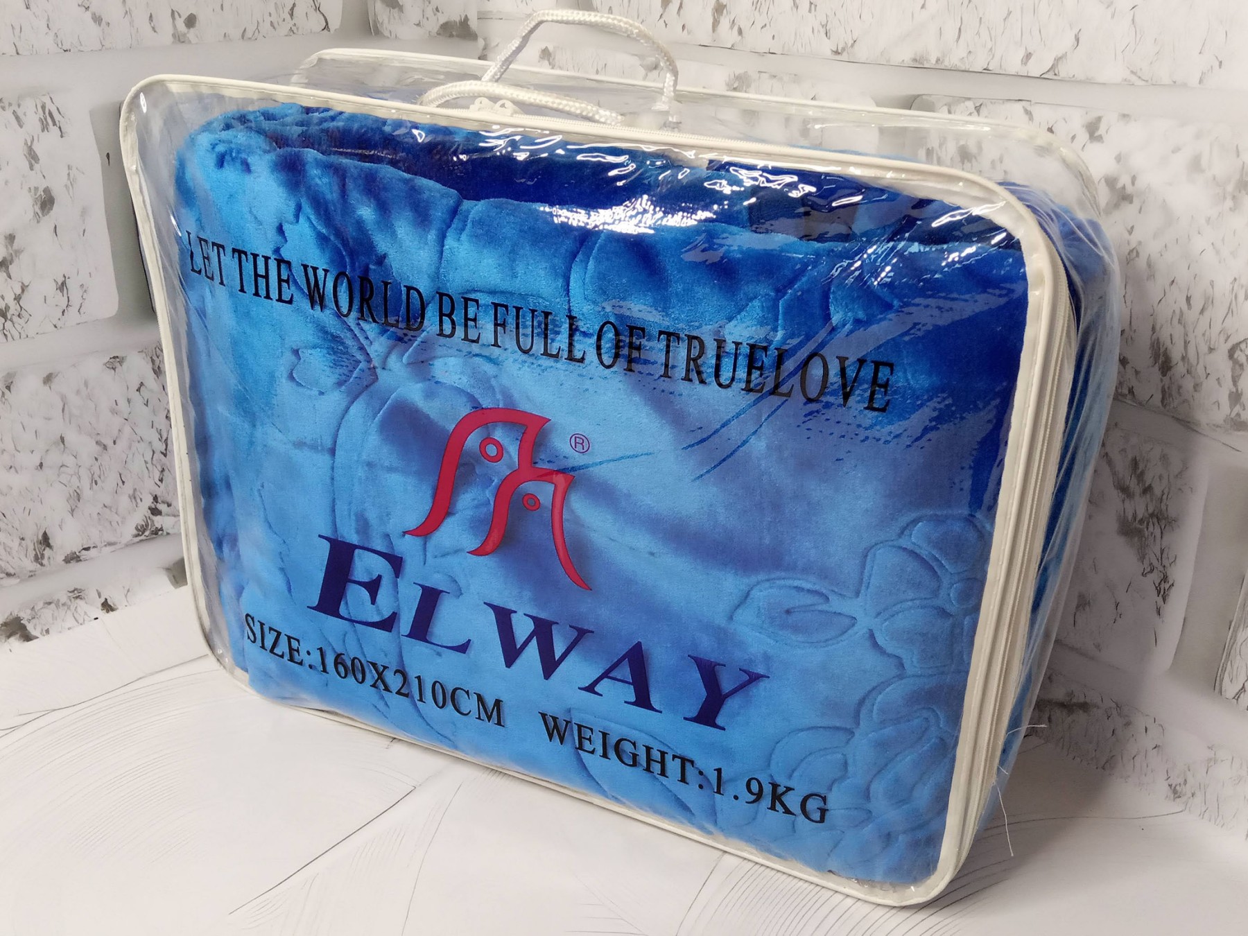 Плед Акриловий тиснений Elway (160x210 см.) "Синій"