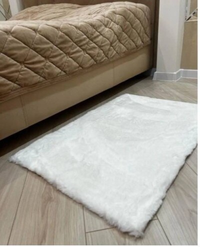 Килимок приліжковий шиншила білий 60х90см.