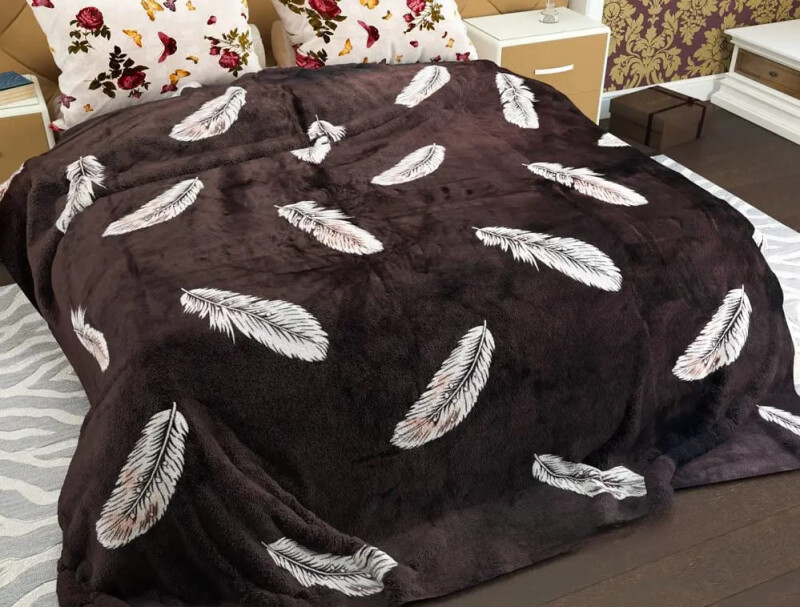 Флісовий плед 220х240 ✨Шоколадні пір'їнки✨