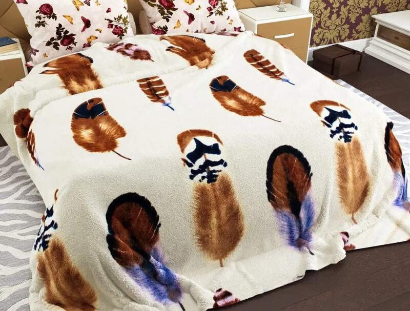 Флисовый плед 220х240 ✨Перышки✨