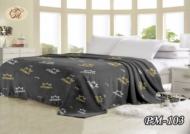 Флісовий плед 220х240 ✨Корона сіра✨