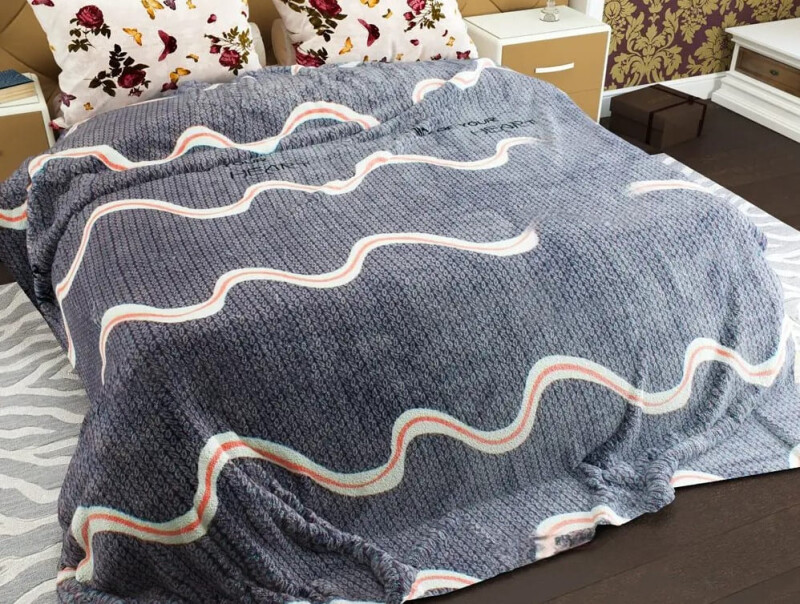 Флісовий плед 160х210 ⭐Хвиля на сірому⭐