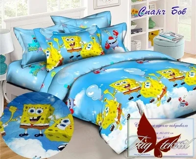 Стьобане покривало-ковдра Паровозик Губка Боб 
