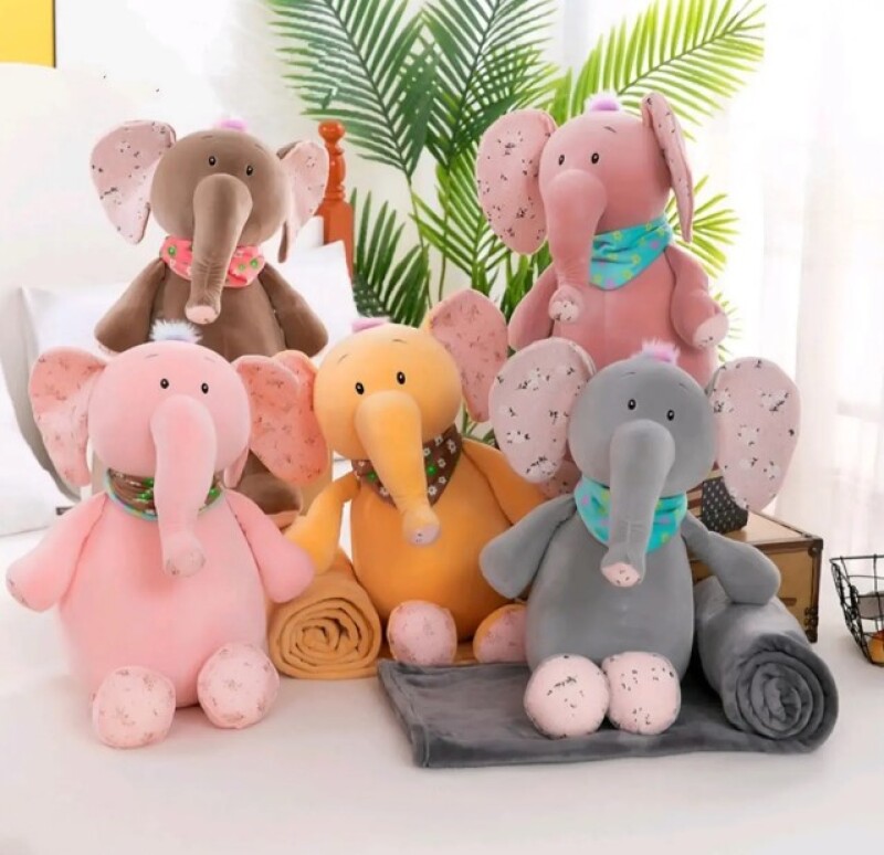 Плед - м'яка іграшка Слоніки з чубчиком