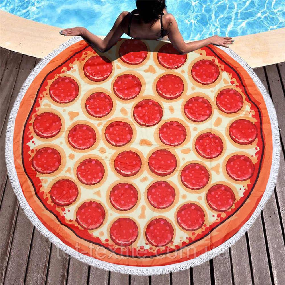Круглий пляжний рушник Піца "150 см." №028