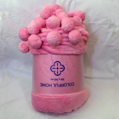 Плед Colorful Home з помпонами (Рожевий) 200х220см.