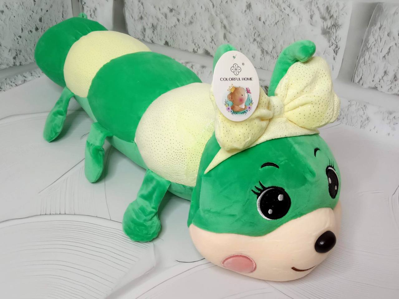 Плед - мягкая игрушка "Гусеница-зеленая"