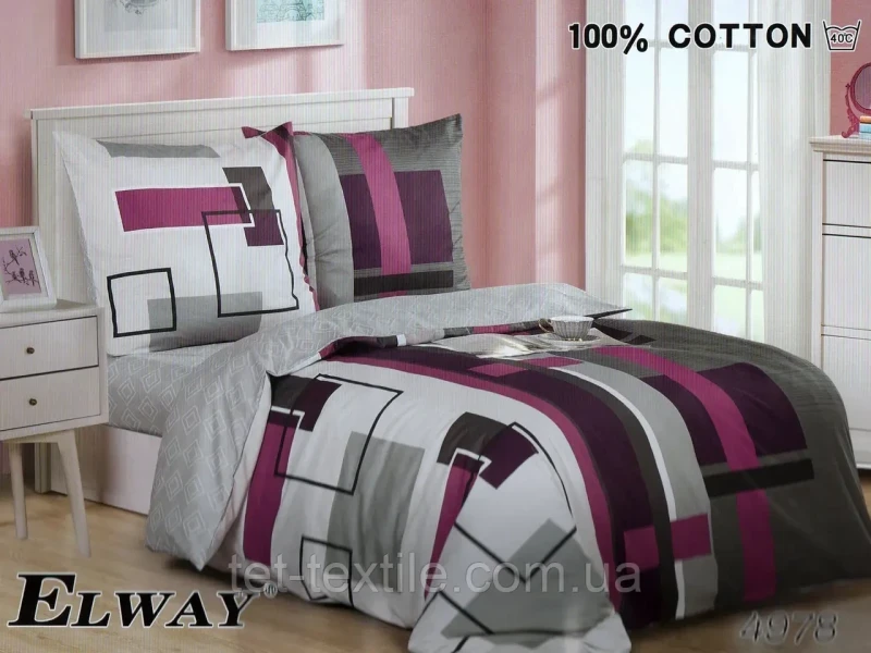 Комплект постільної білизни сатин полуторний Elway 4978 (нав.50/70)