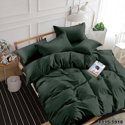  Двуспальный комплект постельного белья Страйп "Зеленый" 