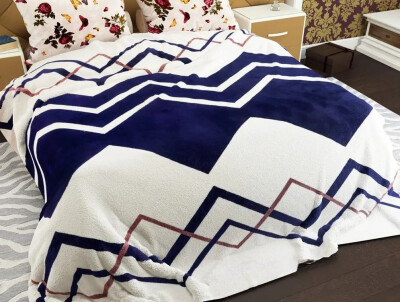 Флисовый плед 220х240 ✨Зиг-заг синий✨