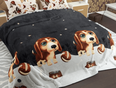 Флисовый плед 220х240 ✨Собачка с мячиком✨