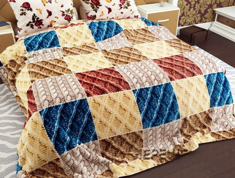 Флісовий плед 220х240 ✨В'язання шахматка✨