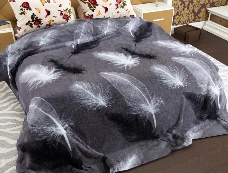 Плед флісовий 200х220 ❤️Перья 3Д❤️