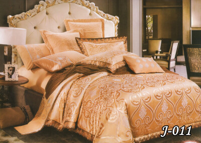 Комплект постельного белья Тет-А-Тет евро Жаккард J-011 (Темно золотой)