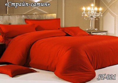 Комплект постільної білизни Тет-А-Тет євро Страйп сатинST-21(Яскраво червоний)