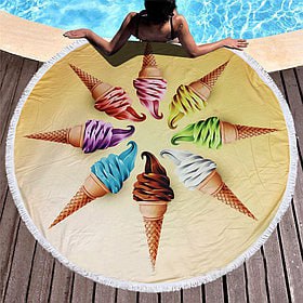 Круглое пляжное полотенце Мороженое "150 см." №025