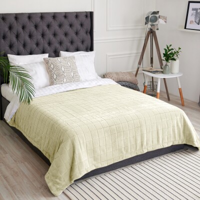 Покривало велюрове Романс "Молочний" 220X240 Євро